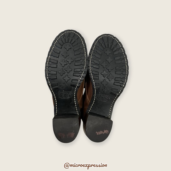 $415 Frye Sabrina 6G Cognac Brown Leather Laced Combat Chunky Heeled Ankle Boots - Picture 14 of 15